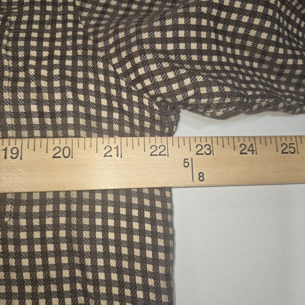 Ermenegildo Zegna Mens Medium M Brown Beige Check Plaid Button Up Shirt - Picture 10 of 11